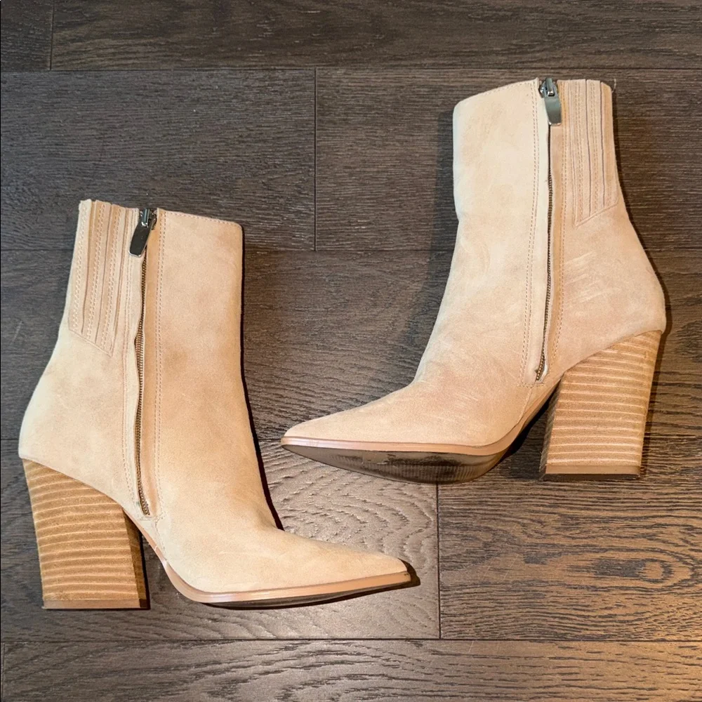 Steve Madden Tan Suede Rickki Heeled Boots - Picture 3 of 5